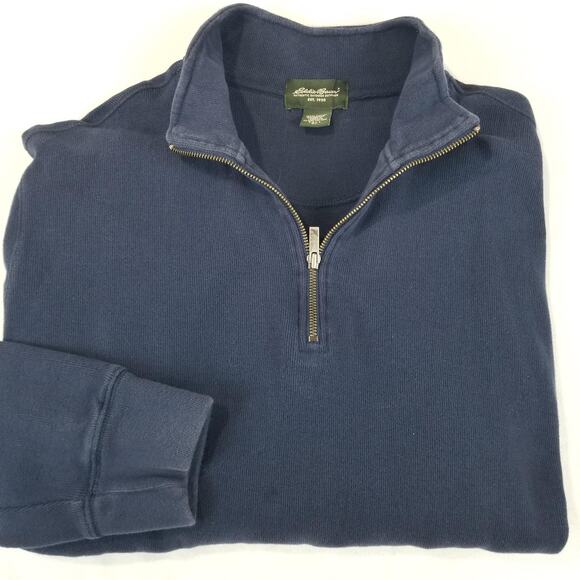 Eddie Bauer Other - Eddie Bauer Sweater Mens XLT Blue 1/4 Zip Mock Neck Cotton Pullover Tall Casual